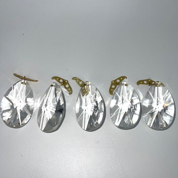 Vintage Authentic Czech Crystal Teardrop Prism + Octagon Chandelier Replacement - Picture 2 of 5